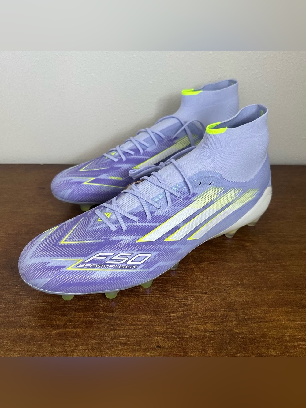 Adidas F50 Sparkfusion Elite Mid FG Size 12.5 Women's Purple Neon Soccer Cleats